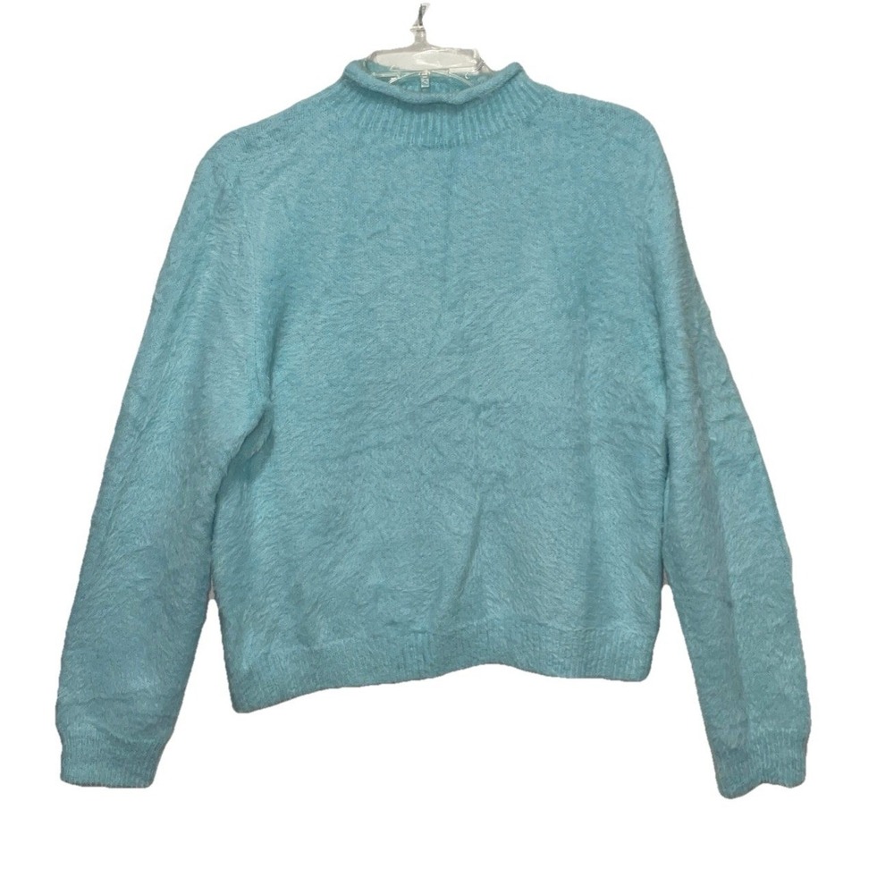 Universal Thread Womens Blue Fuzzy Eyelash Mock Neck Sweater Large New